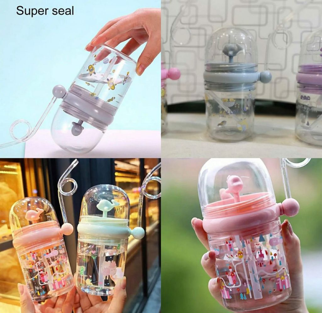 Children Whale Spray Cup Sippy Bottle Cartoon Baby With Sippy Kettle Outdoor Portable Children’s Cup (random Color)