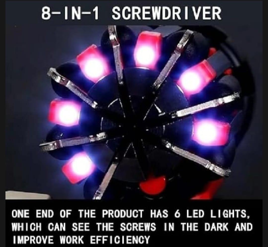 8 Pcs Chrome Vanadium Steel Multi Screwdriver Tool Set with LED