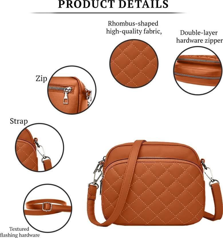 Women's Embroidered PU Leather Shoulder Bag – Brown