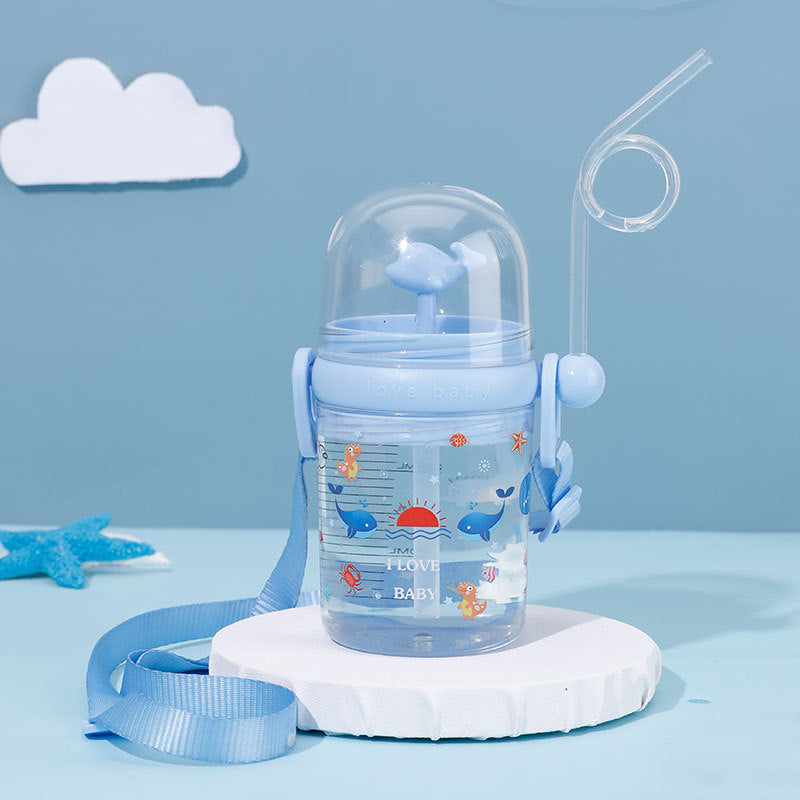 Children Whale Spray Cup Sippy Bottle Cartoon Baby With Sippy Kettle Outdoor Portable Children’s Cup (random Color)