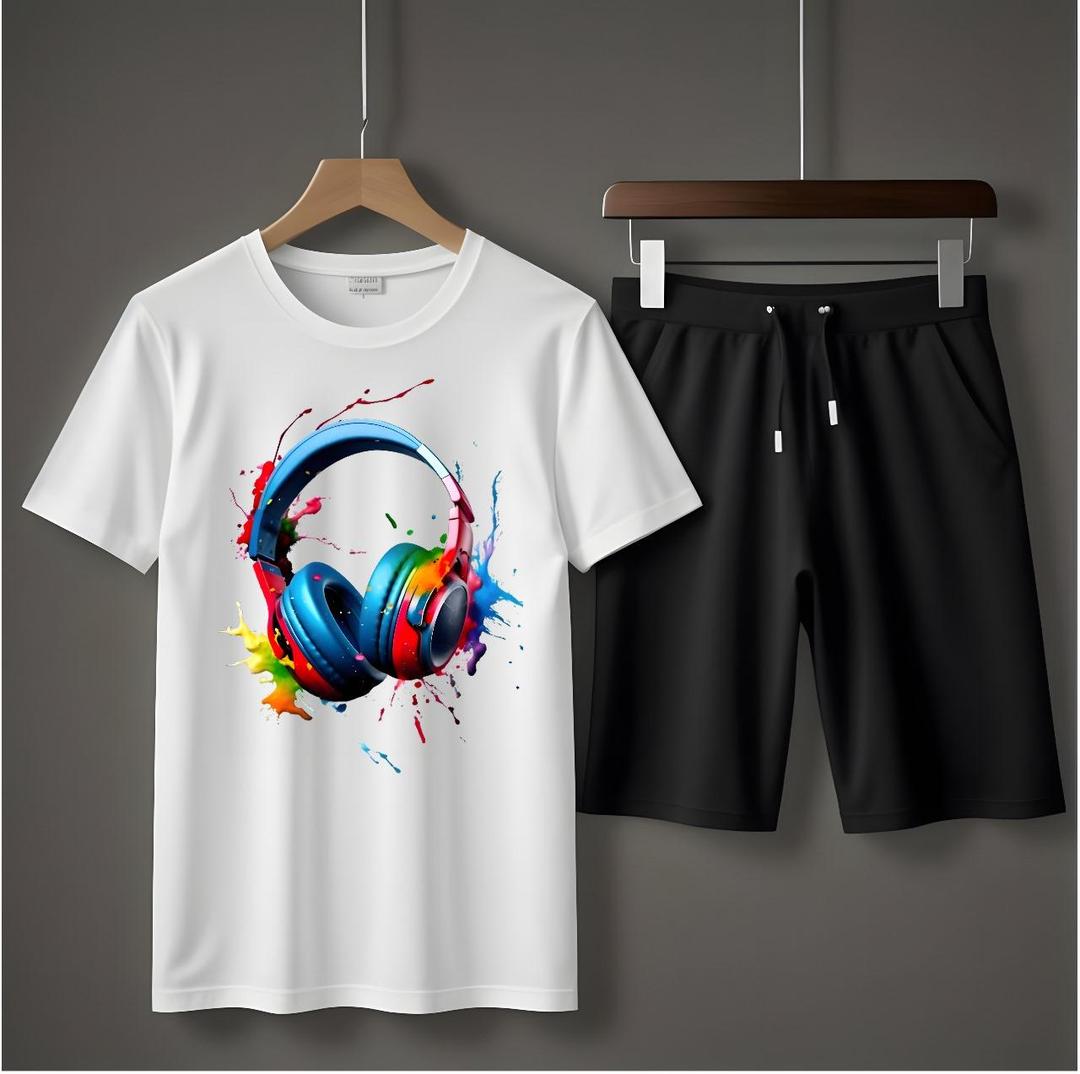 2-Piece Men’s Jersey Printed Tracksuit – T-Shirt & Shorts