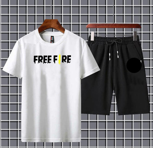 Micro Interlock Free Fire Printed T-Shirt & Shorts