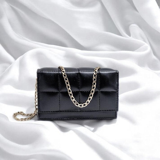Ladies Chain Cross Body Bag-Black