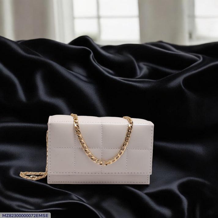 Ladies Chain Cross body Bag-White