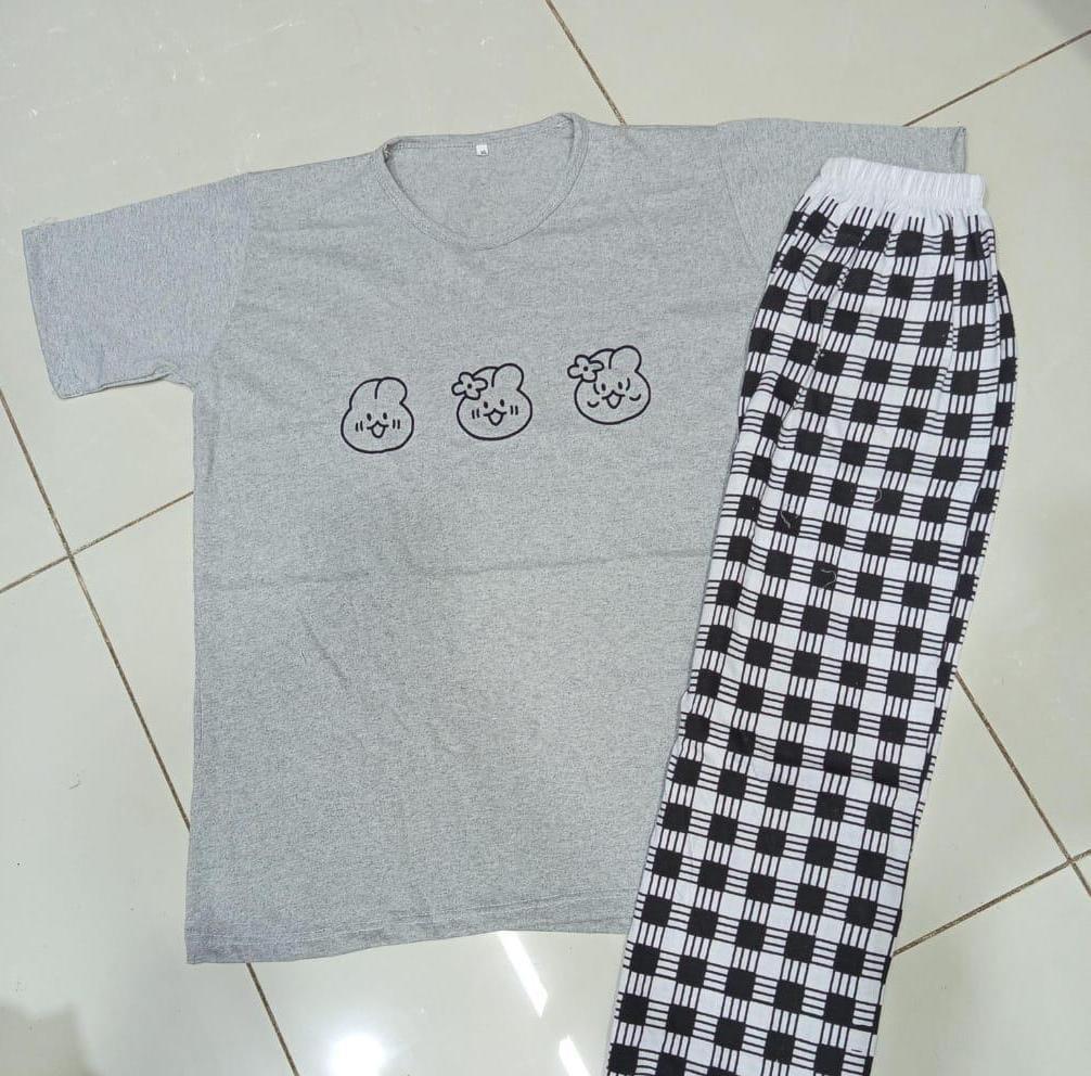 Comfortable 2 Pcs Women’s Stitched Printed Night Suit-Bunnies Printed Shirt