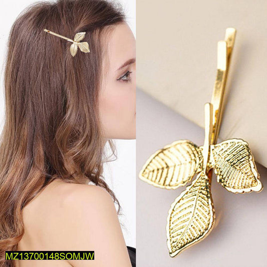 1 Piece 3 Dimensional Leaves Hairpin-Golden
