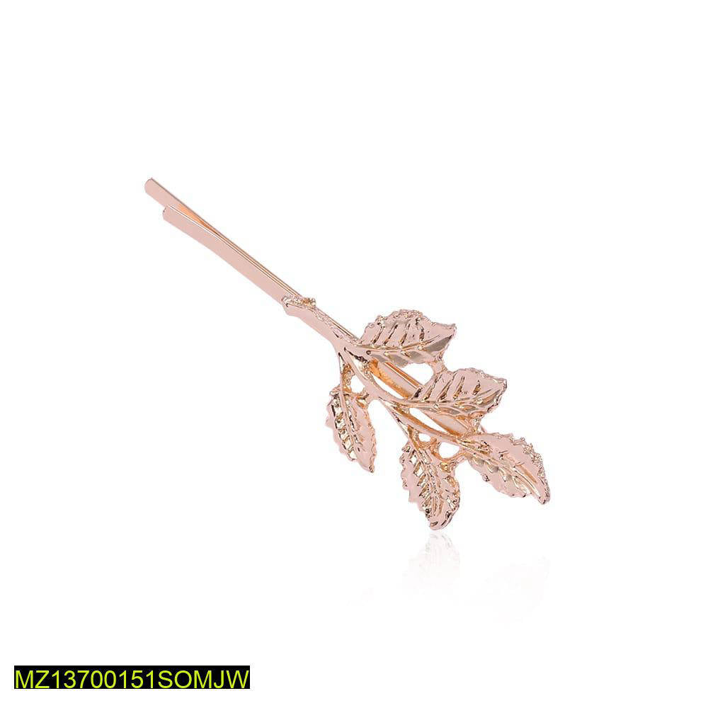 2 Pcs Five Dimensional Leaves Hairpin-Golden