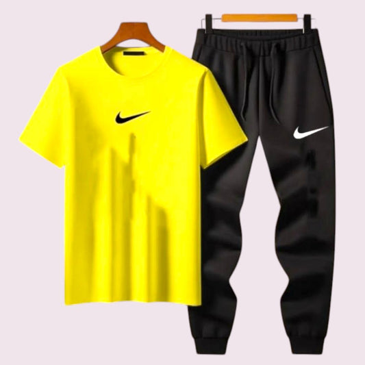 2 Pcs Men's Dri Fit Printed NIke Design Black & Yellow