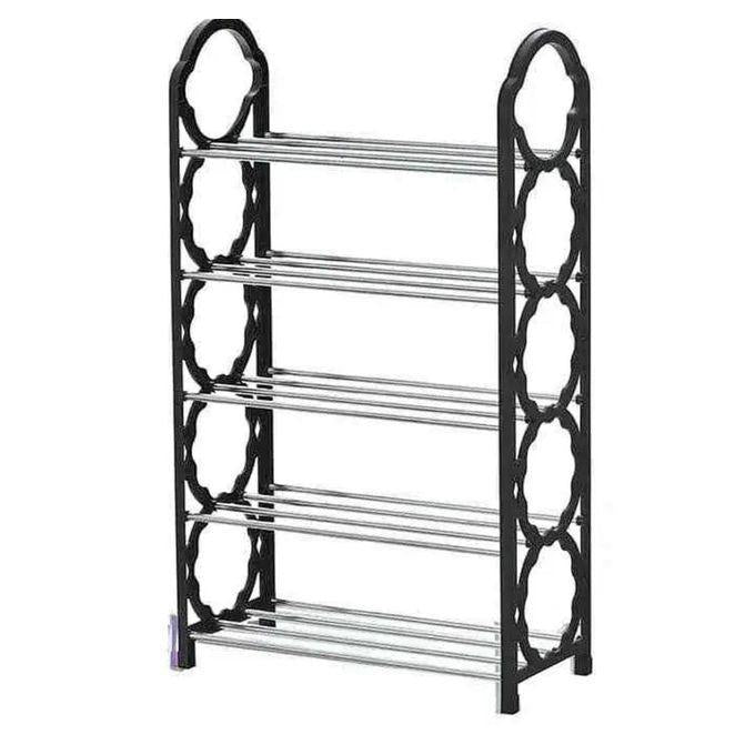 4 Layer Durable Compact Black Shoe Rack