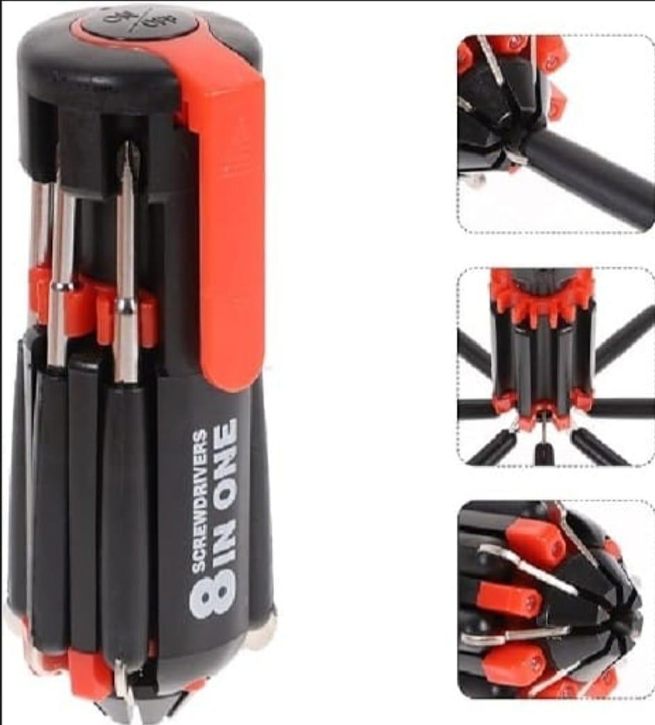 8 Pcs Chrome Vanadium Steel Multi Screwdriver Tool Set with LED