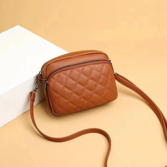 Women's Embroidered PU Leather Shoulder Bag – Brown