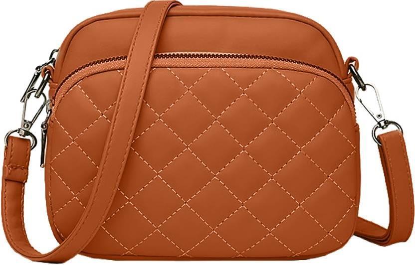Women's Embroidered PU Leather Shoulder Bag – Brown