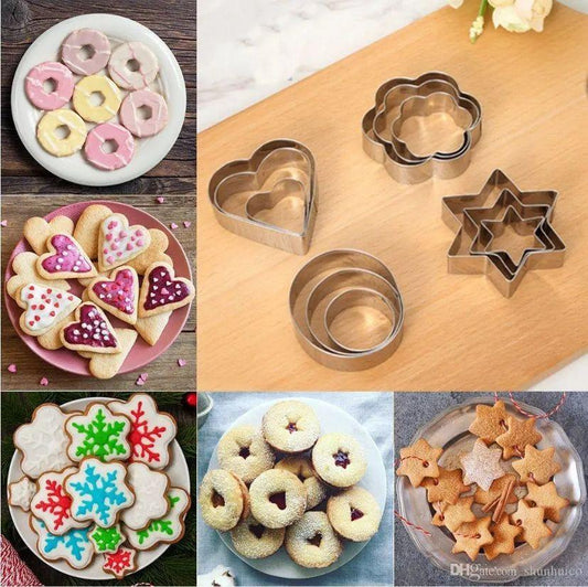 12 Pcs Set Stainless Steel Cookie Biscuit Fondant Cake Paste Cutter