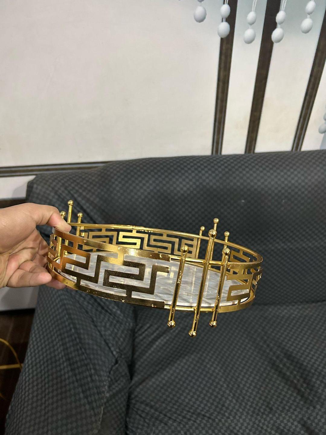 Beautiful Golden & White Tray- Perfect for Ramadan Serving