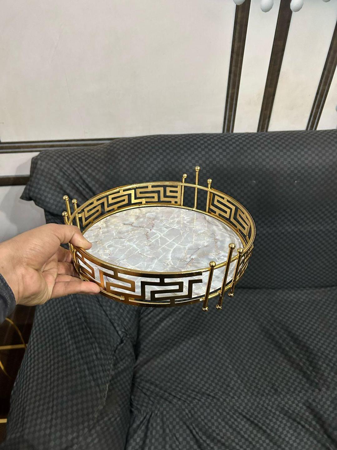Beautiful Golden & White Tray- Perfect for Ramadan Serving
