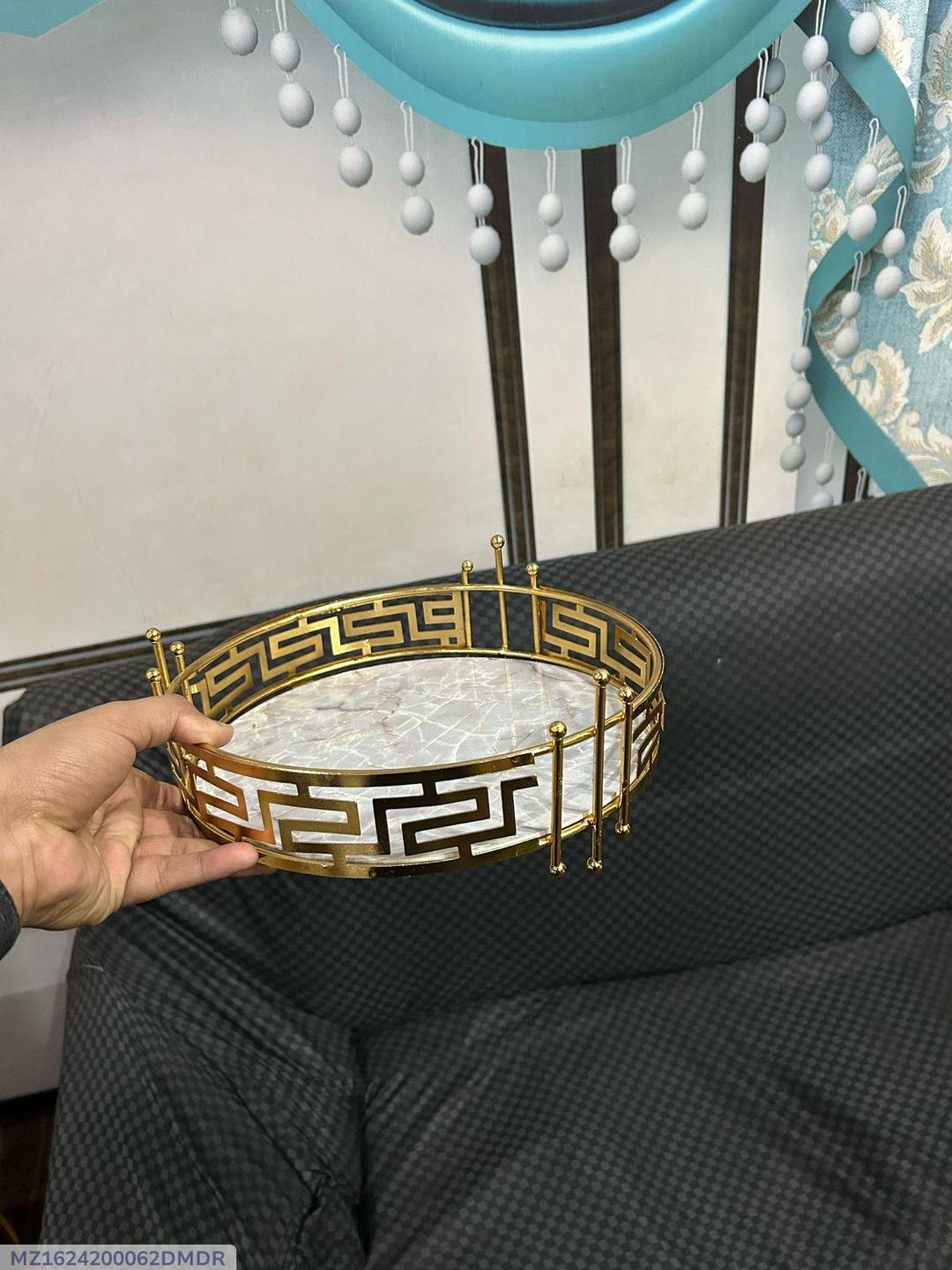Beautiful Golden & White Tray- Perfect for Ramadan Serving