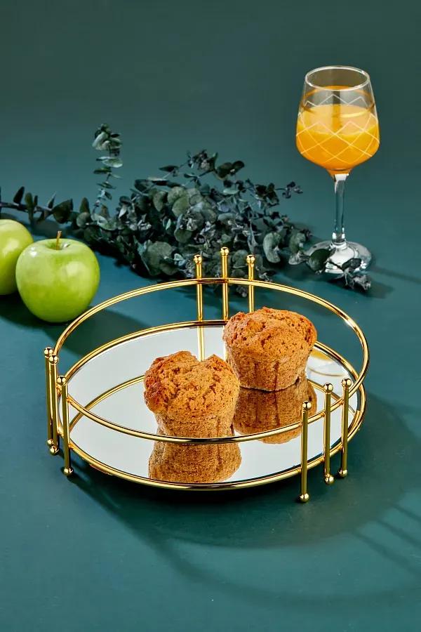 Stylish Golden Metal Tray- 1 Pc for Elegant Serving